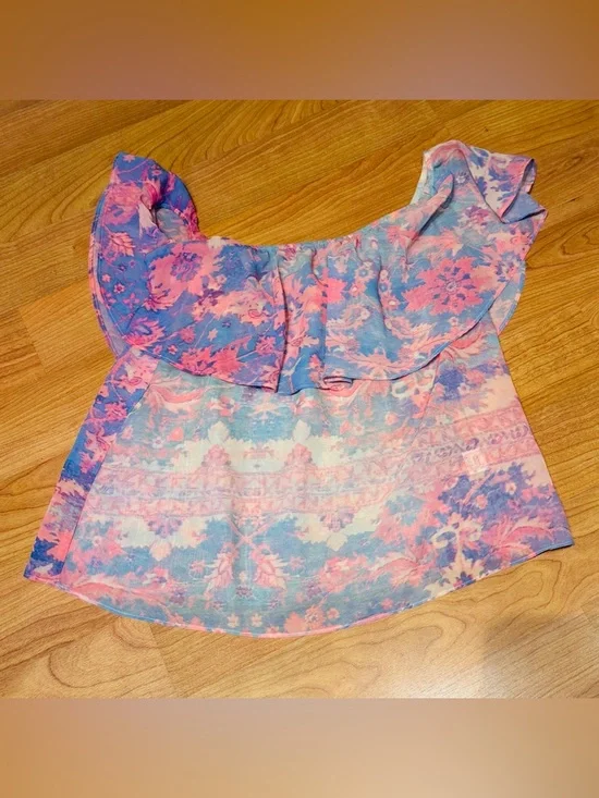 Show Me Your Mumu Women’s Off Shoulder Watercolor Floral Chiquita Top Size XS - Picture 2 of 7